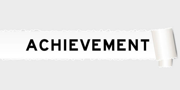 istock Ripped gray paper background that have word achievement under torn part 1430880391