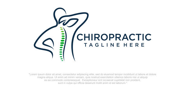 chiropraktik logo design. spine-logo-vorlage. wirbelsäulen-ikone. backbone-symbol im zusammenhang mit physiotherapie - pain backache human spine massaging stock-grafiken, -clipart, -cartoons und -symbole