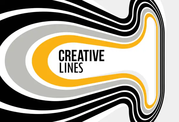 Vector illustration of Creative lines vector abstract background, 3D perspective linear graphic design composition, stripes in dimensional rotation poster or banner.