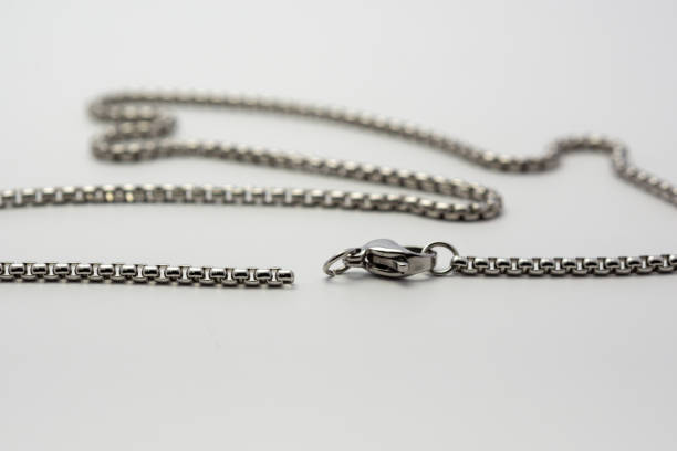 istock silver stainless steel necklace with hooks on a white background 1430886941