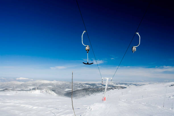 istock Snow covered slope of ski resort 1430893835