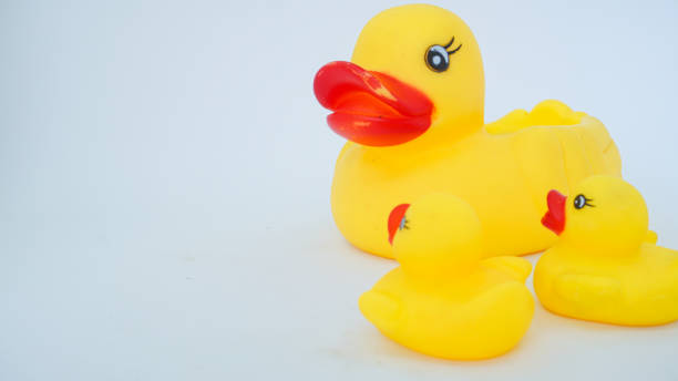 istock Yellow rubber ducks isolated on a white background 1430896086
