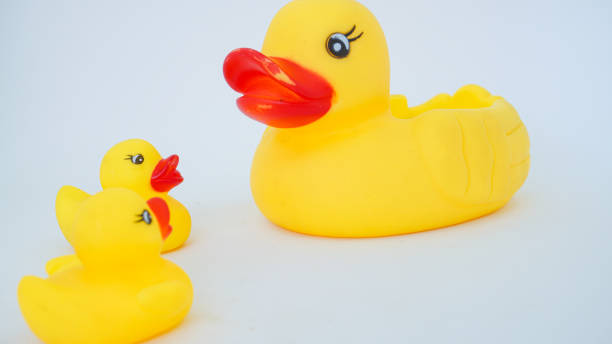 istock Yellow rubber ducks isolated on a white background 1430896158