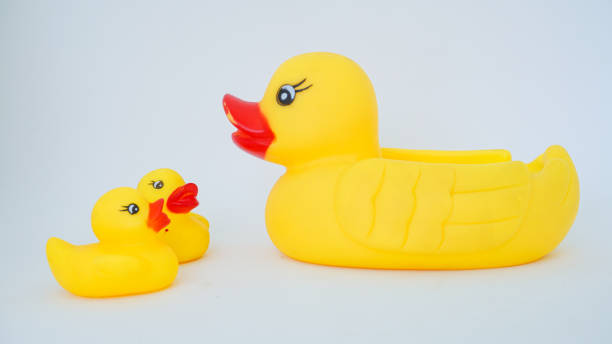 istock Yellow rubber ducks isolated on a white background 1430896253