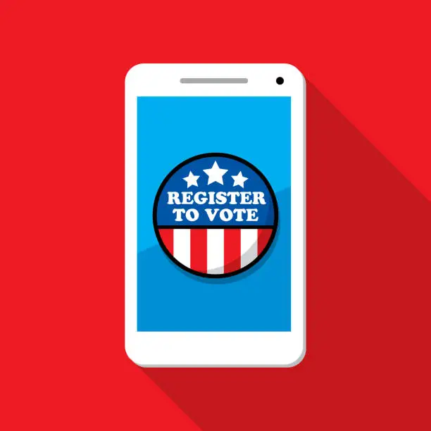Vector illustration of Register To Vote Smartphone Icon Flat