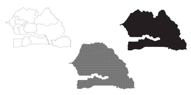 senegal-karte isoliert auf weißem hintergrund - senegal africa vector illustration and painting stock-grafiken, -clipart, -cartoons und -symbole