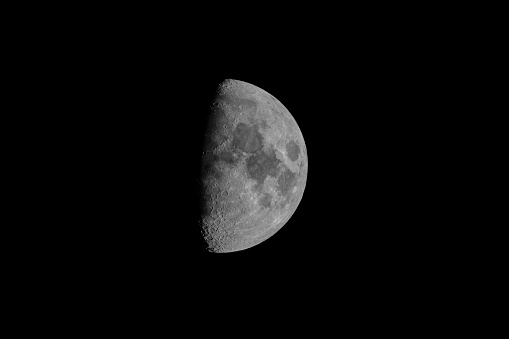 An image of the shadowed moon taken early on a January morning.