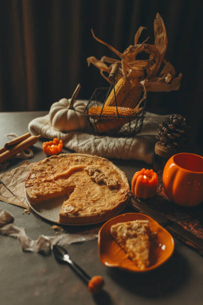 istock pumpkin pie for holiday dinner, thanksgiving dinner, halloween pie 1430919043