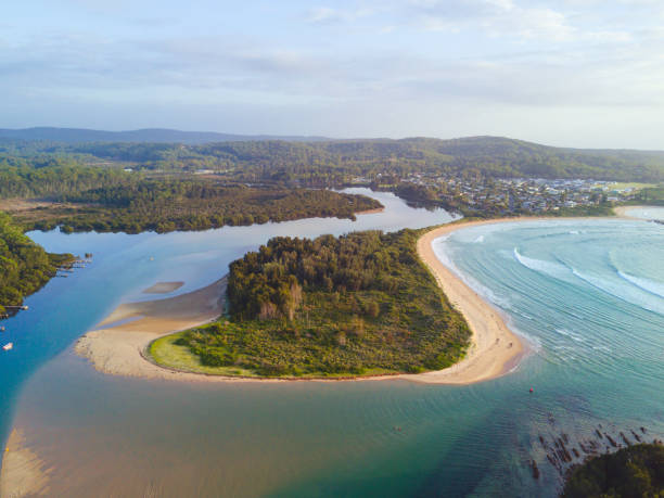 istock Tomago river snakes around and meets the sea 1430921262
