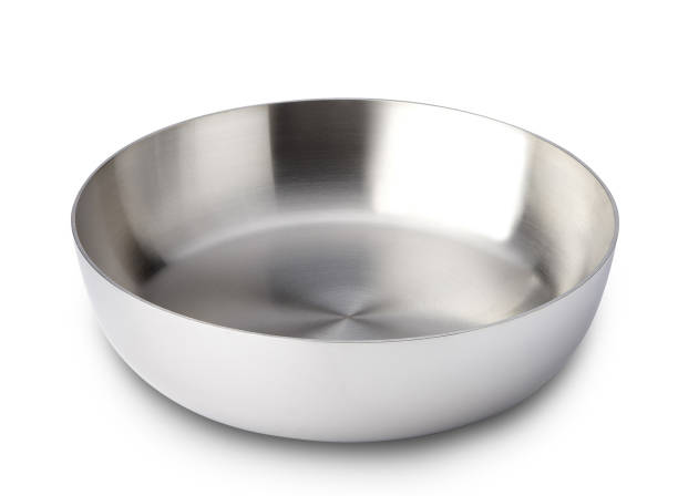istock Bowl from stainless steel on white background 1430929378