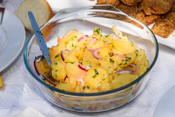 Fresh potato salad with red onion