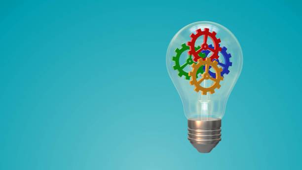 istock Idea and innovation bulb and colorful gears 1430930392
