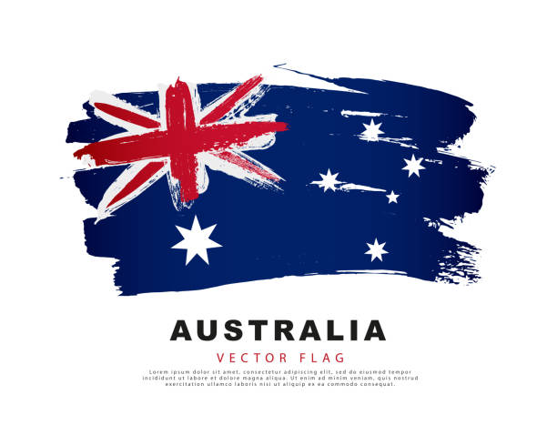 Australian flag. Blue, red and white hand-drawn brush strokes. Vector illustration isolated on white background. Australian flag. Blue, red and white hand-drawn brush strokes. Vector illustration isolated on white background. Colorful Australian flag symbol. southern cross stock illustrations