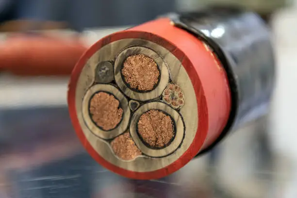 cross-section through a thick power cable