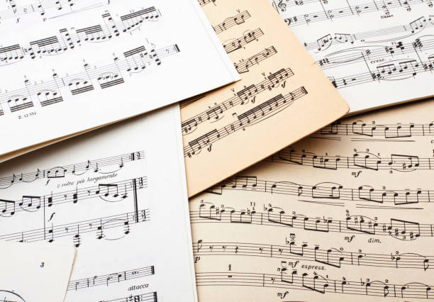 old sheet music textured or background stock photo