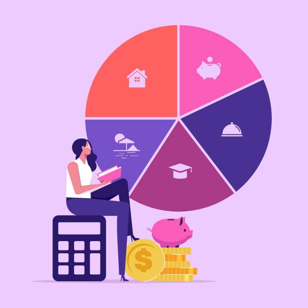 Personal Income and Expense Management concept, vector illustration Personal Income and Expense Management, Family budget strategy and planning personal-finance stock illustrations