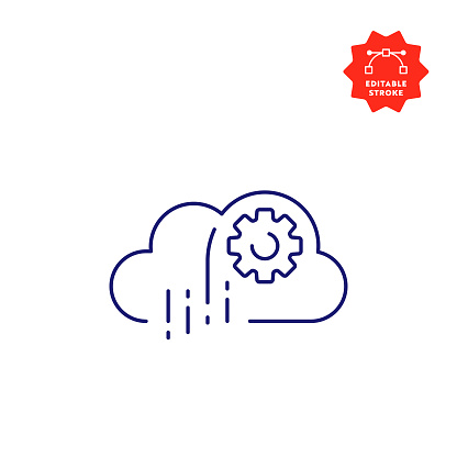 Cloud Computing Line Icon Design with Editable Stroke