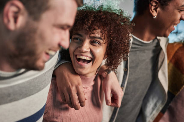 istock Cheerful woman having fun with her friends. 1430939374