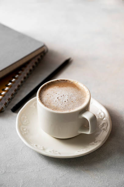 istock Coffee cup with milk in white ceramic cup. Lifestyle morning drink photo 1430939607