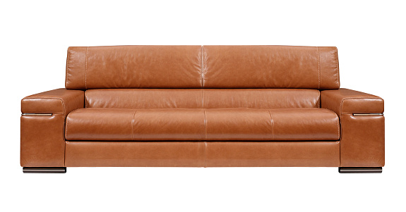 brown leather sofa isolated on white background