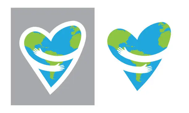 Vector illustration of Save the planet, Earth hug, icon, vector.