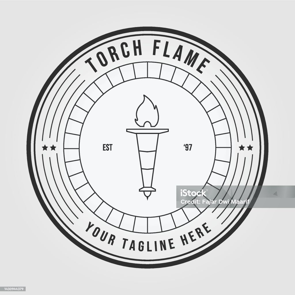 Torch Flame Vector Illustration Design Emblem Line Art Linear Stock ...
