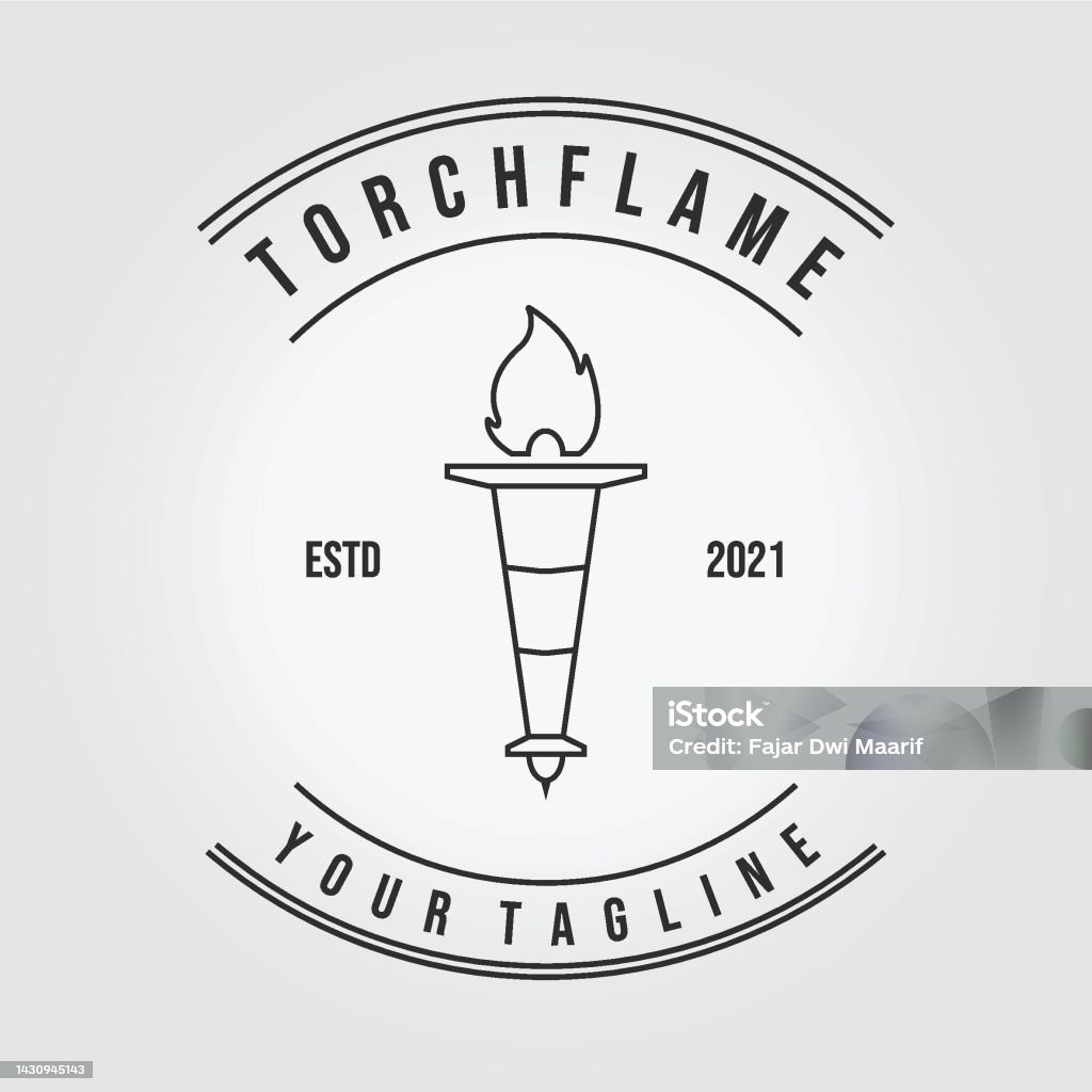 Torch Flame Vector Illustration Design Line Art Linear Stock ...