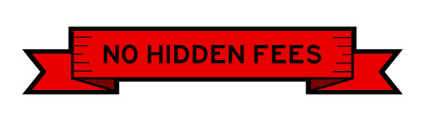 istock Ribbon label banner with word no hidden fees in red color on white background 1430946627
