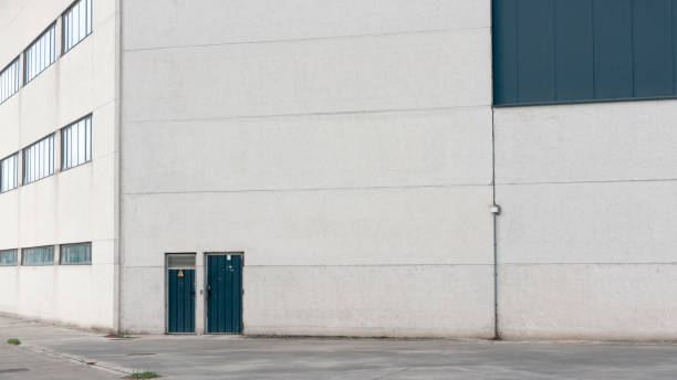istock Blue area in white hangar facade 1430946799