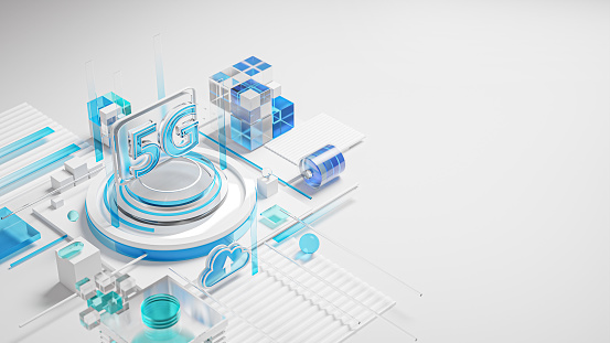 5G Network Services Icon Blank Space Banner 3D Render