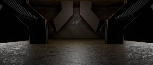 istock Futuristic Technology Alien Reflective Concrete Corridor Tunnel Empty Room Abstract Digital Gray Tech Background Wallpaper 3D Illustration 1430948483