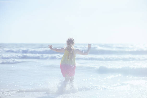 istock Seen from behind modern teenager at beach having fun time 1430951124