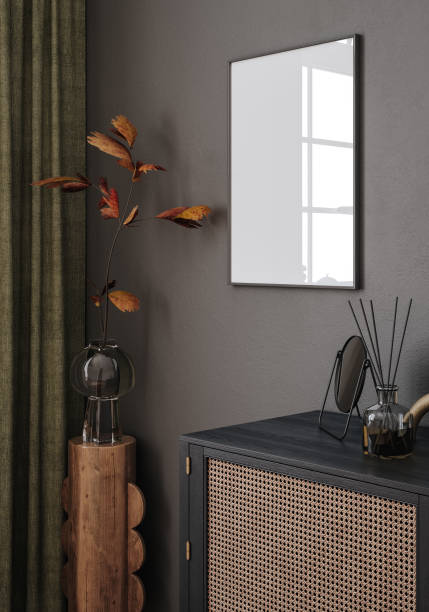 istock Mockup frame in farmhouse living room interior 1430954823