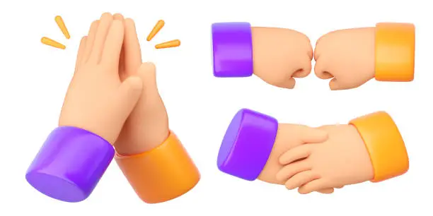 Photo of 3d Human Handshake, clapping and punching .