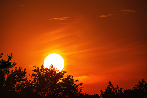 Beautiful sunset sky with clouds