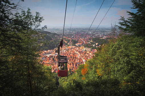 A cable car going down from Tampa mountain, Brasov, Romania