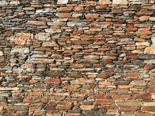 istock Stone wall background in brown colour under morning light 1430964921