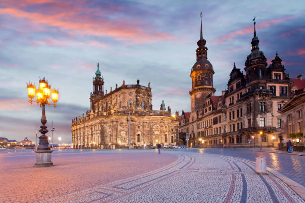 istock Panoramic view of ancient city of Dresden during twilight, Germany 1430965679
