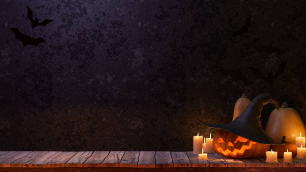istock Halloween group of pumpkins head jack lantern. 1430966741