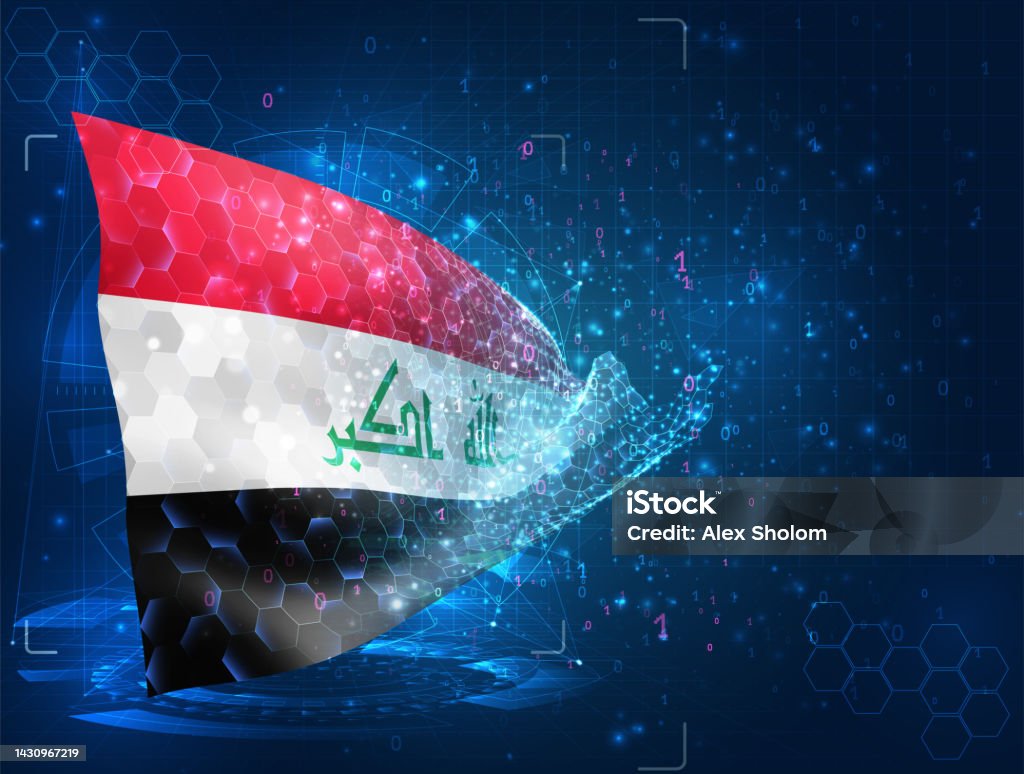 Iraq Vector Flag Virtual Abstract 3d Object From Triangular Polygons On ...