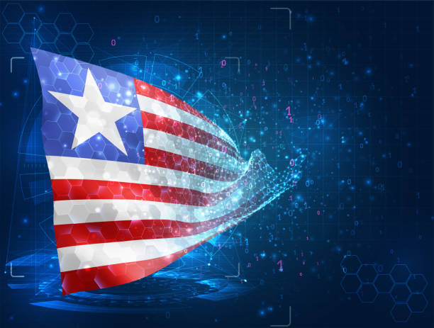 Liberia Vector Flag Virtual Abstract 3d Object From Triangular Polygons On  A Blue Background Stock Illustration - Download Image Now - iStock