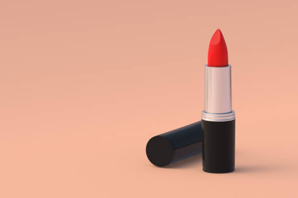 istock Luxury lipstick on beige background. Cosmetic accessories. Make-up tools. Copy space. 3d render 1430967305