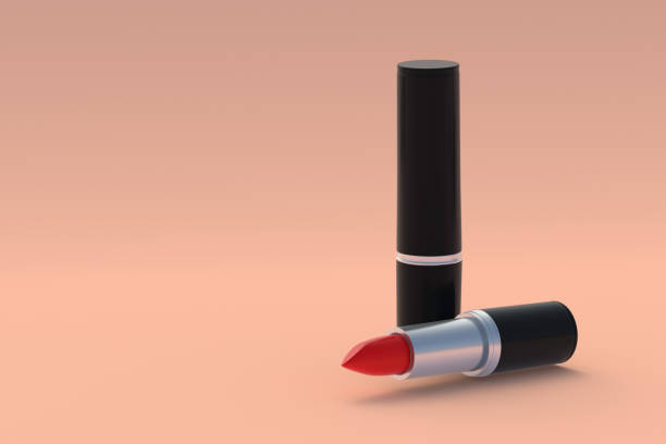 istock Luxury lipsticks on beige background. Cosmetic accessories. Make-up tools. Copy space. 3d render 1430967319