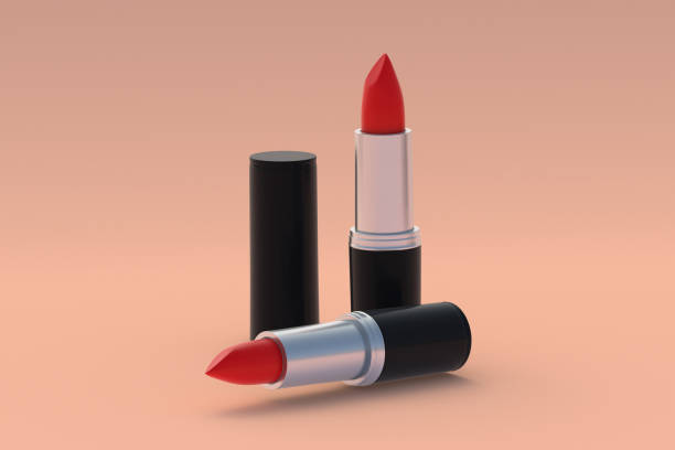 istock Luxury lipsticks on beige background. Cosmetic accessories. Make-up tools. 3d render 1430967332