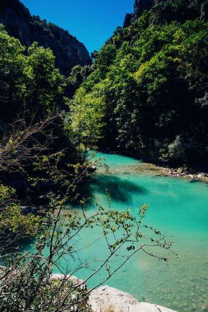 Blanc Martel trail at the Verdon Gorge in the Provence region of France. Part of a series covering the trail from the Chalet de la Maline to Point Sublime.