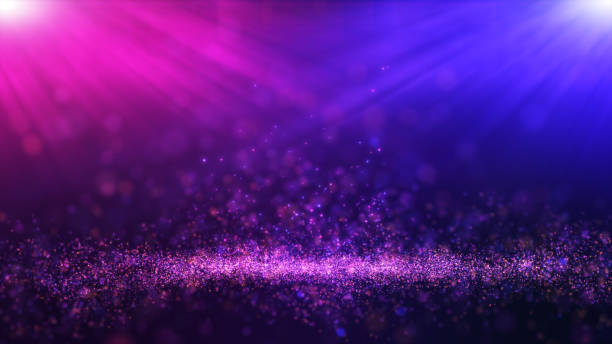 istock Glitter light pink purple blue particles stage and light shine abstract background. Flickering particles with bokeh effect. 1430968696