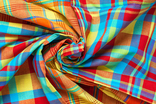 Wrapped madras tablecloths, tradition of the Caribbean islands