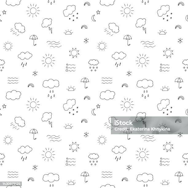 Weather Seamless Pattern Vector Illustration Hand Drawing Doodles Stock ...