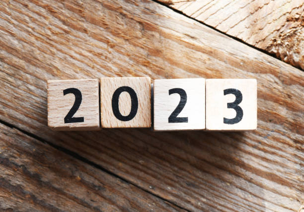 istock 2023 year text made of wooden blocks 1430981974