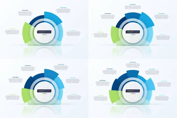 Vector illustration of Four option circle infographic design template. Vector illustration